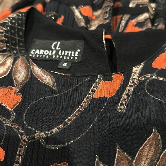 Vintage Carole Little Petite Dresses metallic sunflowers midi dress size 4 - Picture 6 of 7